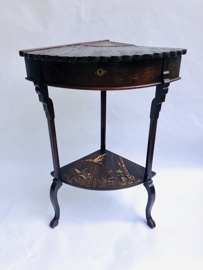 Antique  Unusual Meiji Period Hardwood Corner Table REF:170 