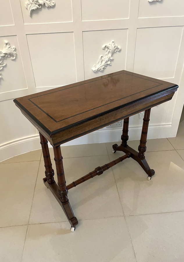 Antique Arts and Crafts Quality Oak And Ebony Fold Over Card Table REF: 426C