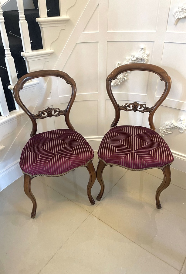 Pair of Antique Victorian Quality Carved Walnut Side Chairs REF:420C 
