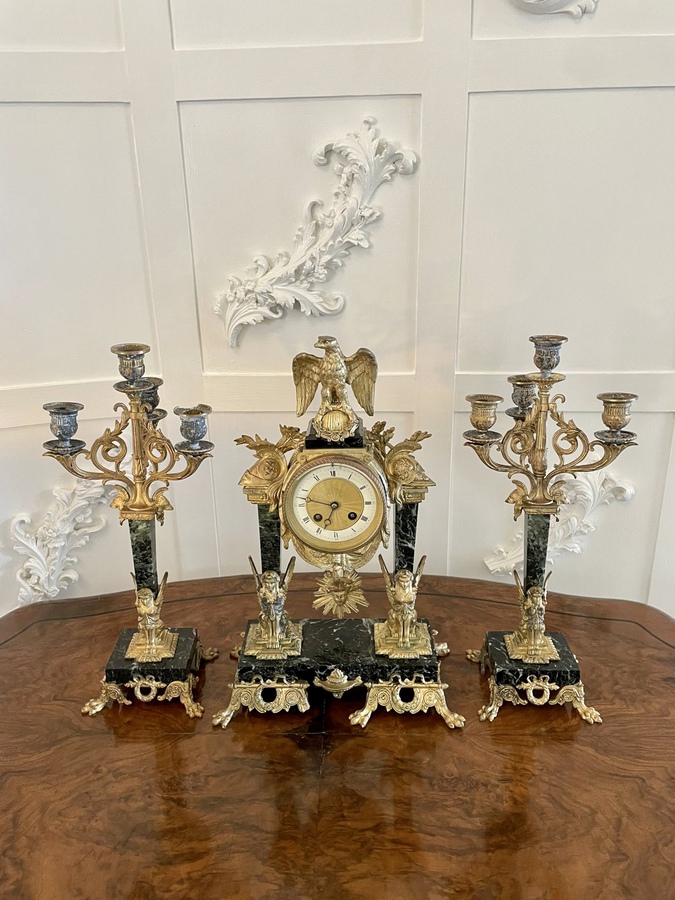 Outstanding Quality Antique Victorian Ornate French Clock Set REF:386C 