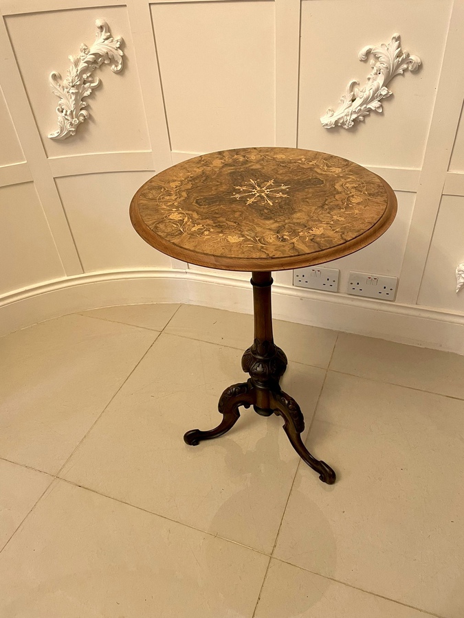  Fine Quality Antique Victorian Burr Walnut Marquetry Inlaid Circular Lamp Table REF:315C 