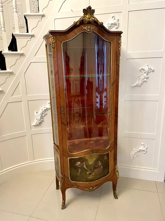 19th Century Antique Quality Kingwood And Ormolu Mounted French Vernis Martin Display Cabinet REF:313C