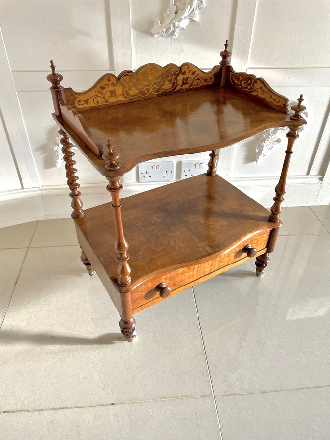  Antique Victorian Quality Burr Walnut Inlaid Lamp Table REF:305C 