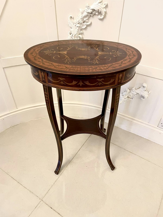   Outstanding Quality Antique Victorian Inlaid Mahogany Lamp Table REF:267C