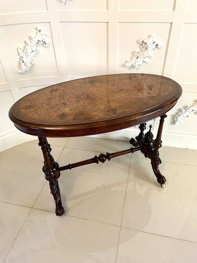  Antique Victorian Quality Burr Walnut Inlaid Oval Centre Table REF:258C 