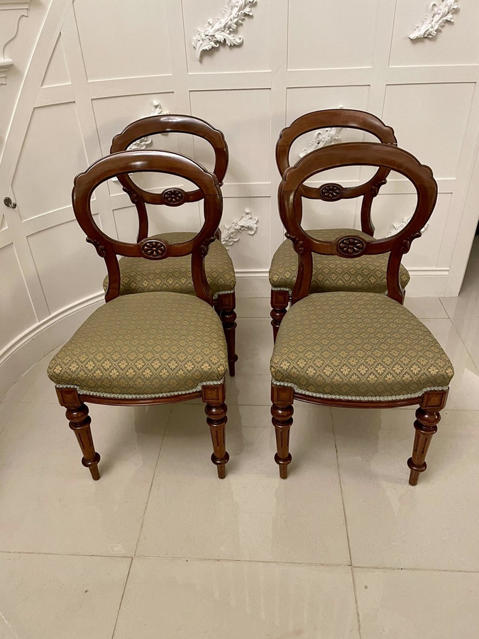   Antique Victorian Quality Mahogany Set of Four Balloon Back Chairs REF:254C