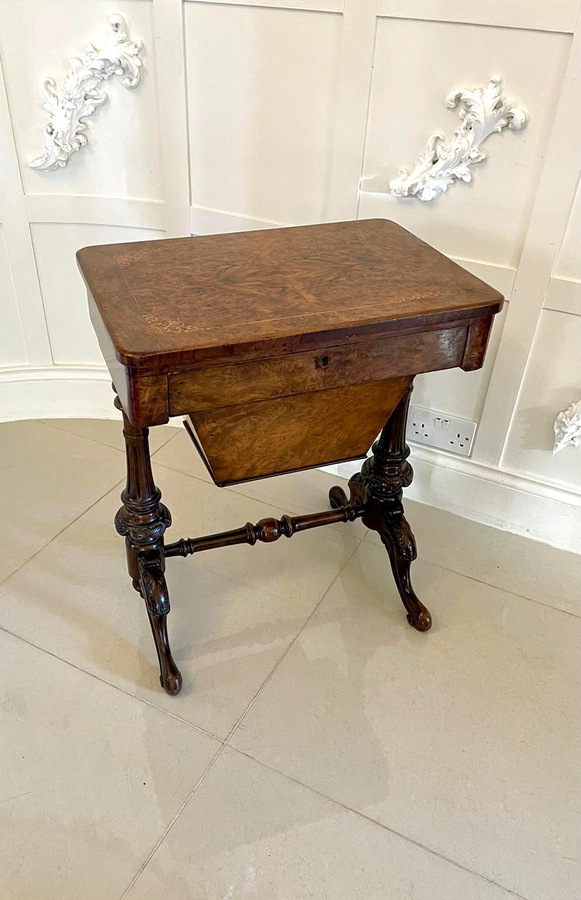 Antique  Antique Victorian Quality Burr Walnut Inlaid Work Table REF:245C 