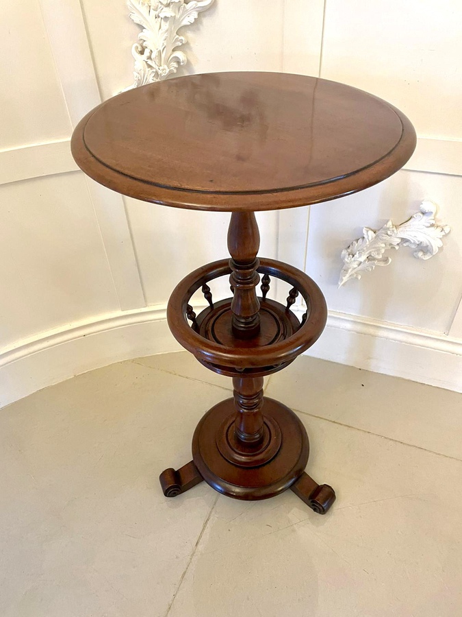   Unusual Antique Victorian Quality Mahogany Circular Lamp Table REF:242C