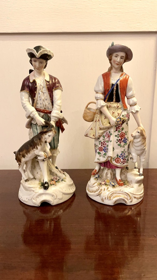 Pair of Antique Victorian Continental Porcelain Figures REF:233C