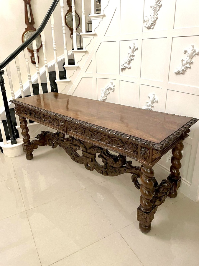  Magnificent Exhibition Quality Victorian Italian Profusely Carved Solid Figured Walnut Serving Table REF:1093 