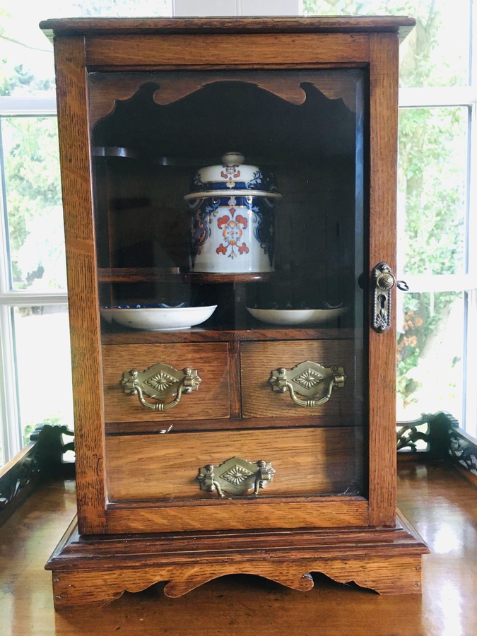 Antique  Unusual Oak Smokers Cabinet REF:197