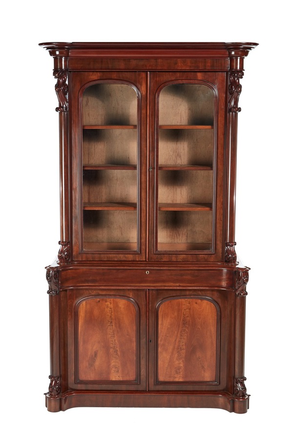  Superior Quality Victorian Carved Mahogany Bookcase REF:063/615