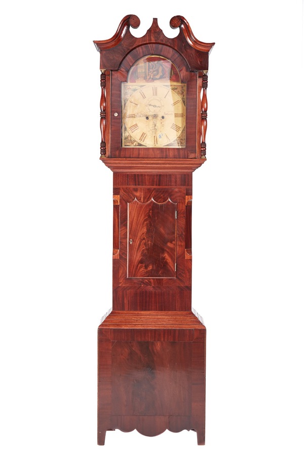  Large Antique Mahogany 8 Day Painted Face Longcase Clock REF:324 