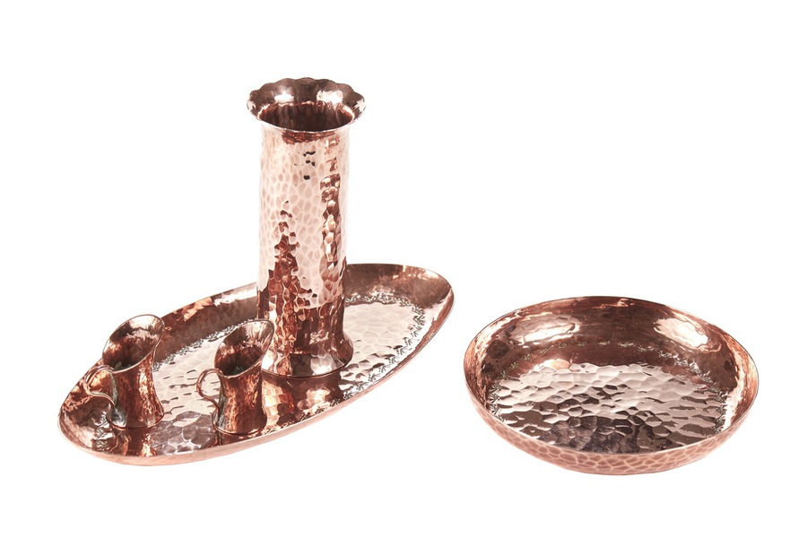Antique  English Arts & Crafts Collection of Hand Hammered Copper Items, Stamped GWG REF:286 