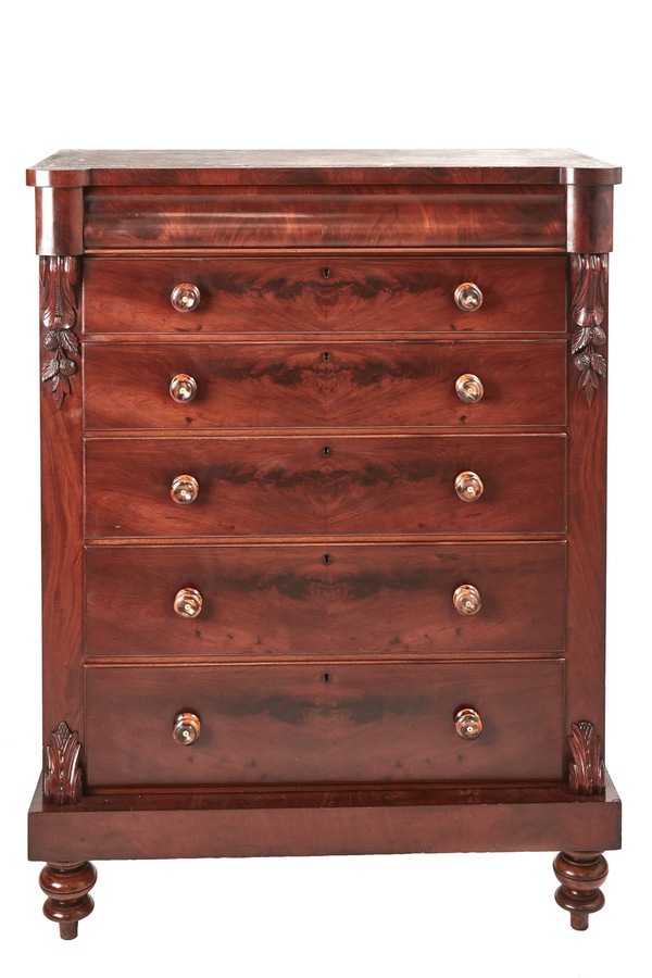   Quality Tall Victorian Mahogany Chest of Drawers REF:365