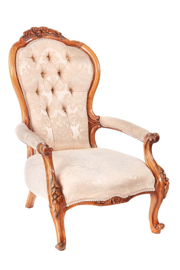  Victorian Carved Walnut Armchair REF:392 