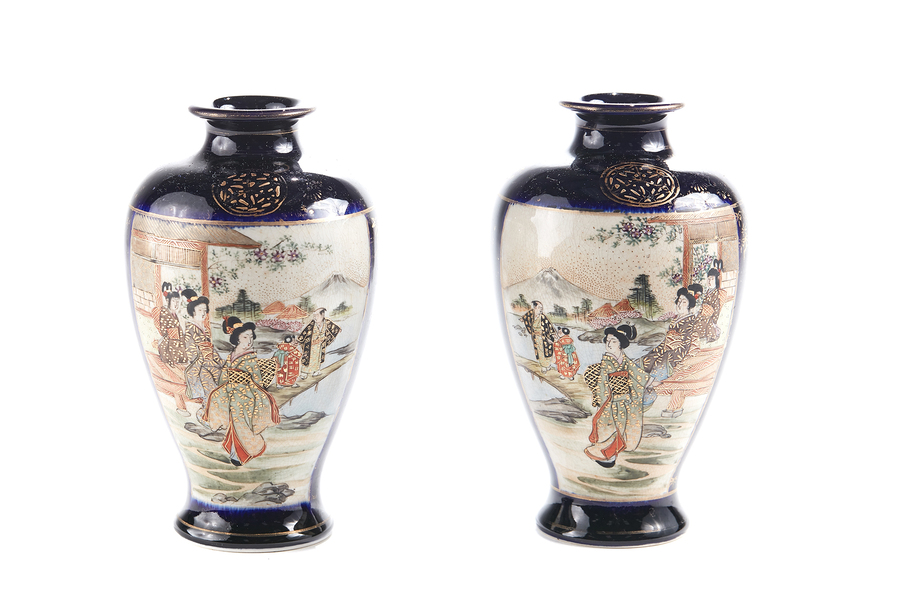 Early 20th Century Pair of Satsuma Vases REF:411 