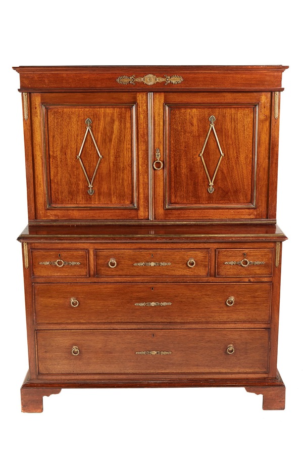 French Empire Mahogany & Gilt Metal Mounted Cabinet On Chest c.1800 REF:414