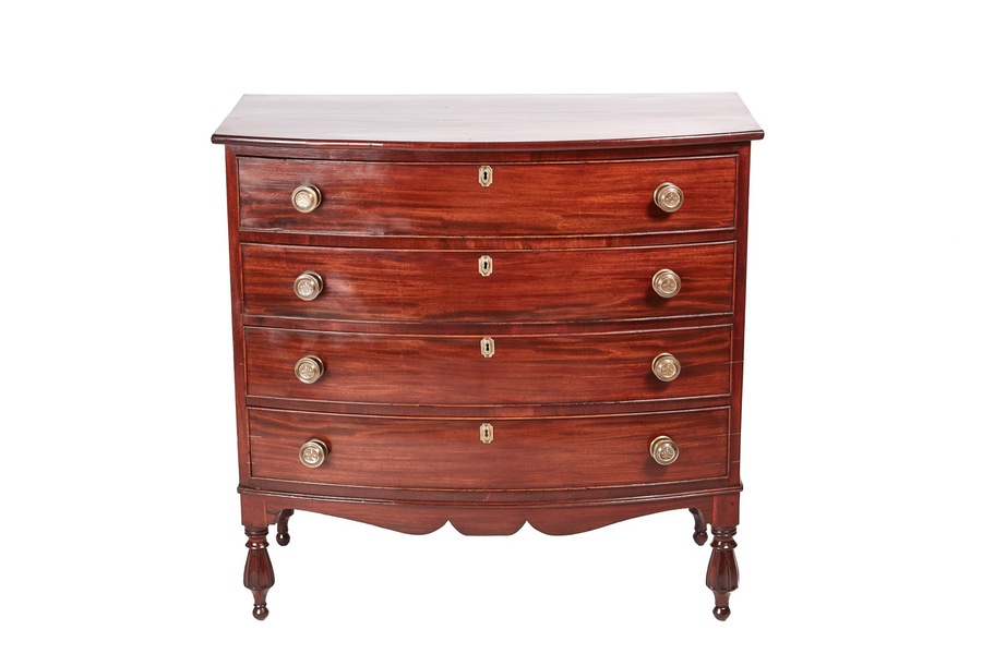  Fine American Antique Mahogany Bowfront Chest of Drawers REF:426