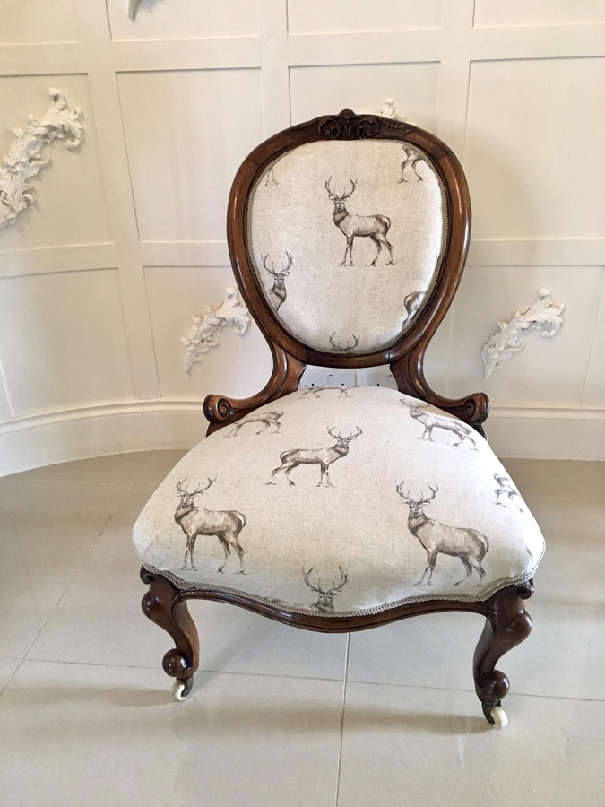 Fine Quality Antique Victorian Carved Walnut Ladies Chair REF:446 