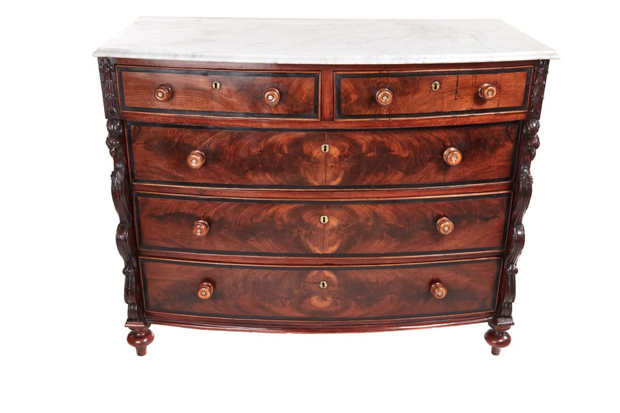 Unusual Antique Mahogany Bow Front Chest REF:484 
