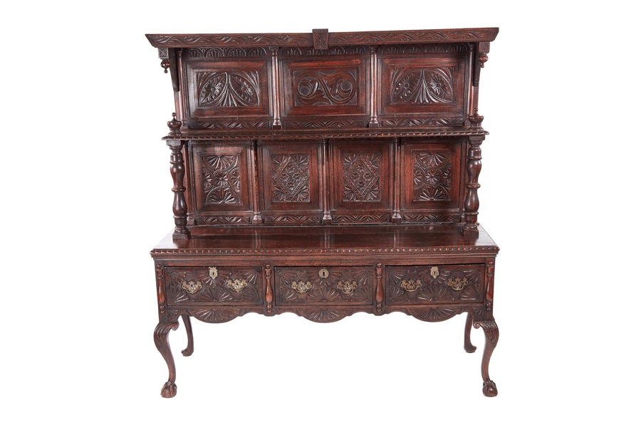 Fantastic 19th Century Antique Carved Oak Dresser REF:518 