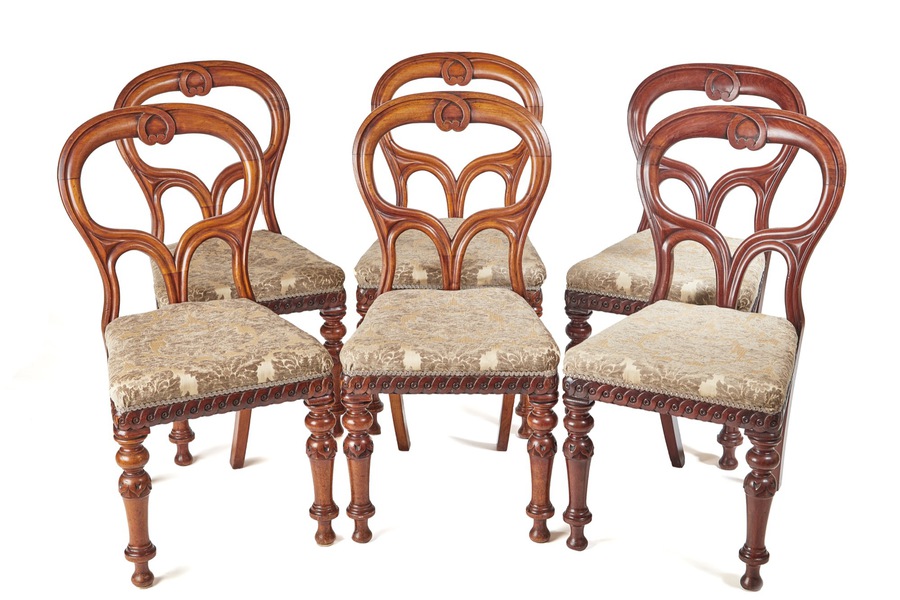  Outstanding Set of Six Mahogany Balloon Back Chairs c.1860 REF:504