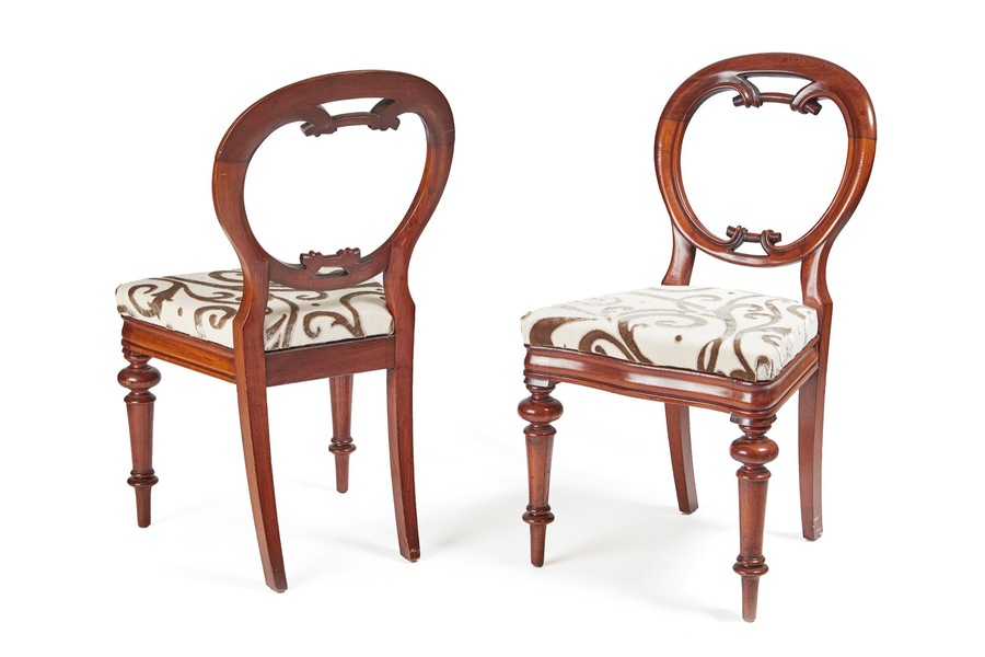 Superb Pair of Antique Victorian Mahogany Balloon Back Chairs REF:512 