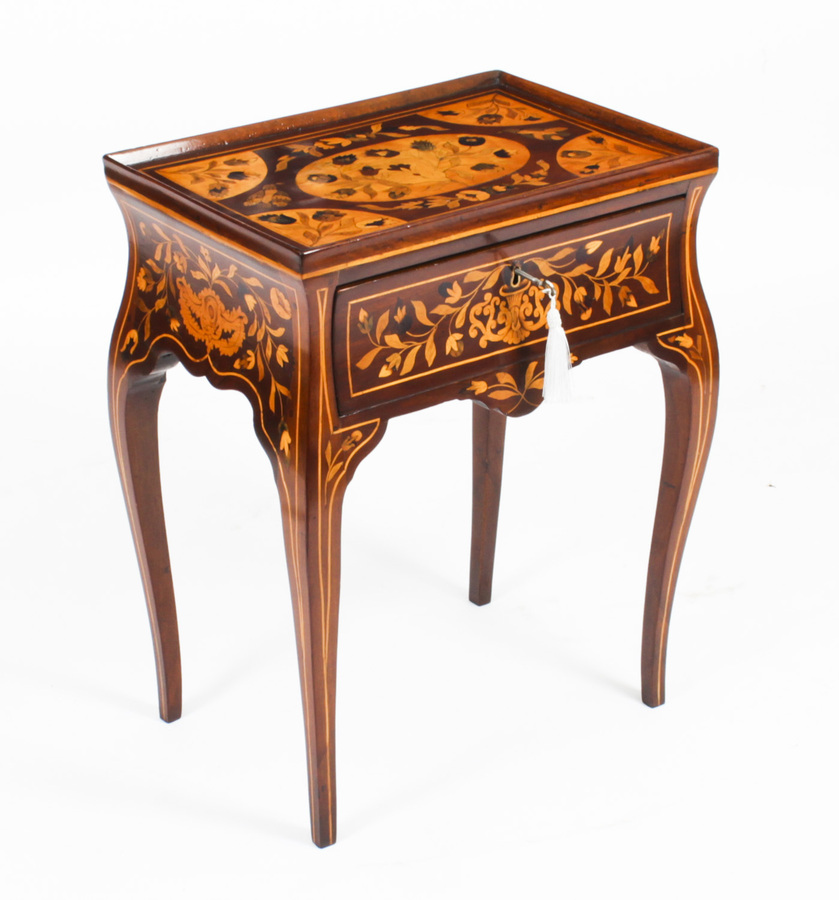 Antique Dutch Marquetry Tray Top Bedside Cabinet Side Table c.1820 19th C