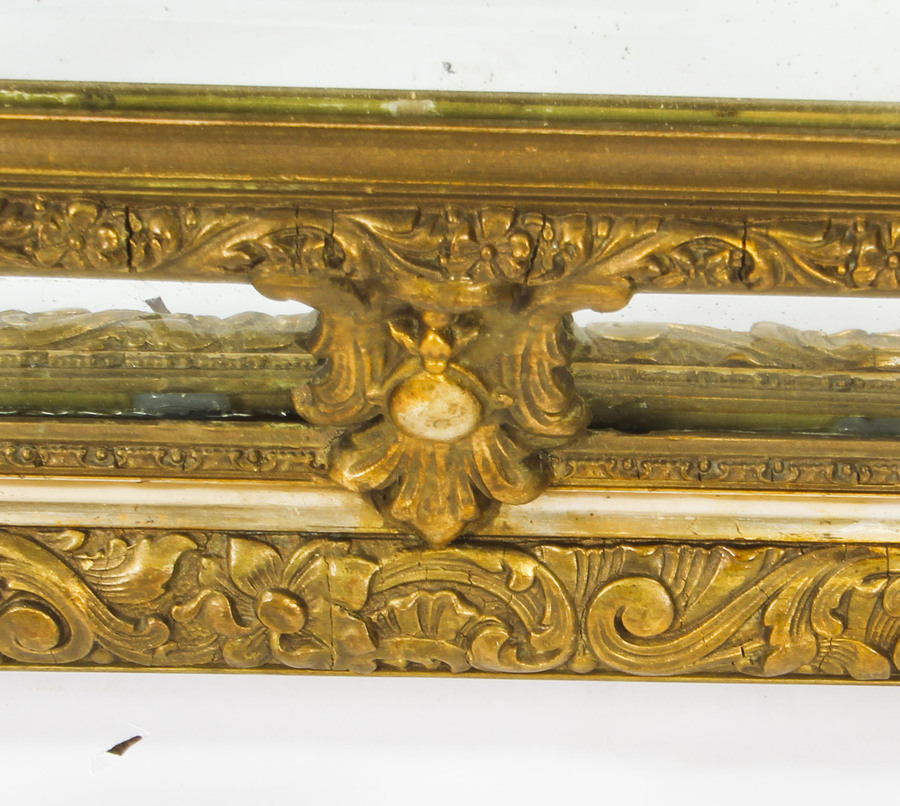 Antique Antique French Giltwood Overmantel Louis Revival Mirror C1860 19th C 160x103cm