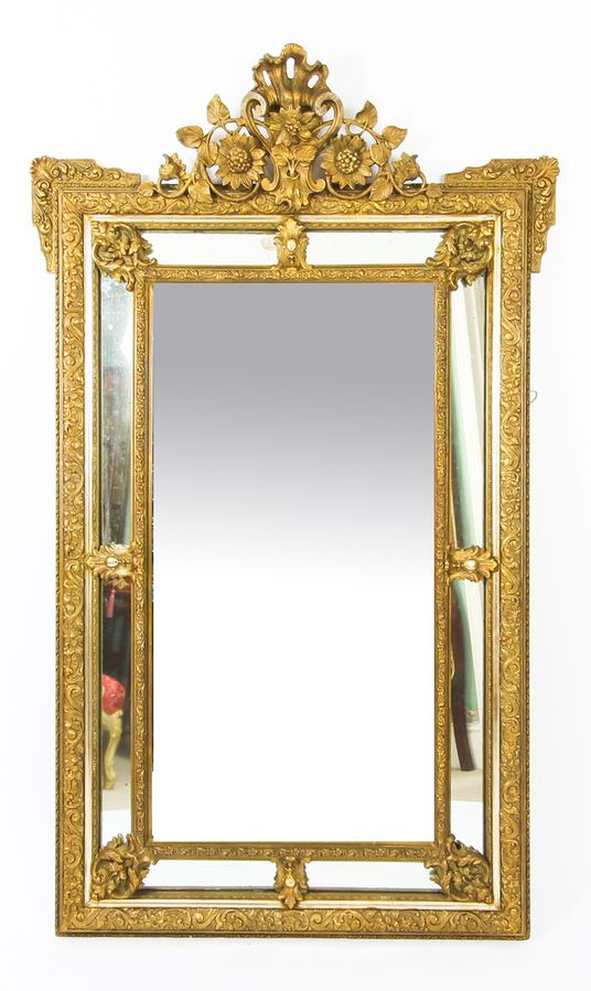 Antique Antique French Giltwood Overmantel Louis Revival Mirror C1860 19th C 160x103cm