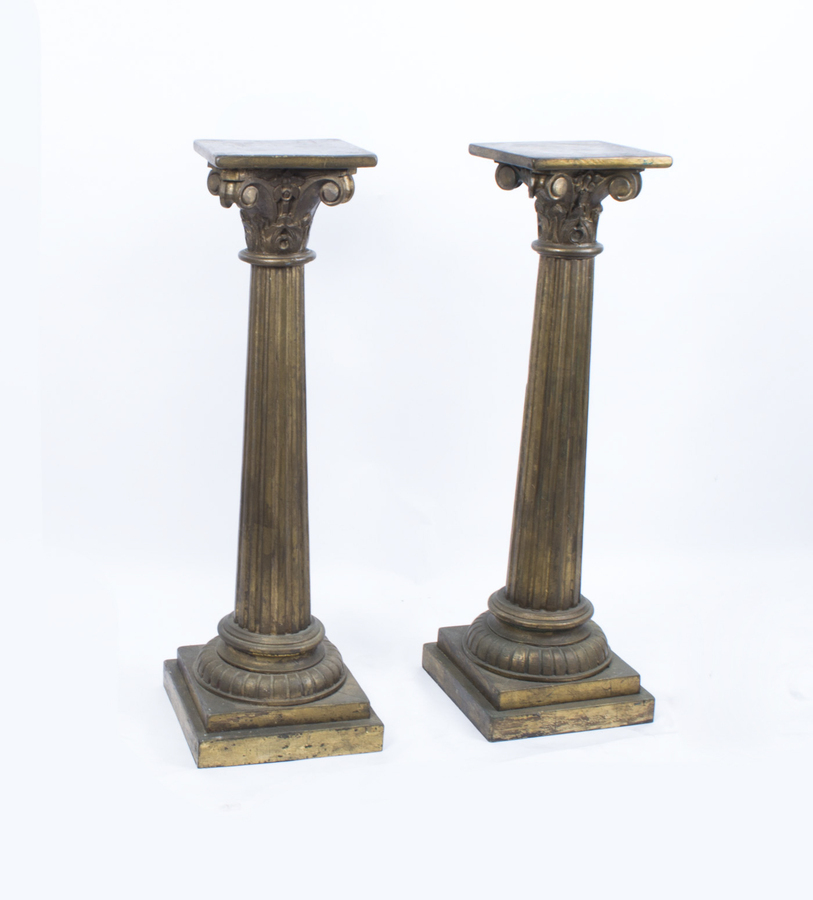 Antique Pair Corinthian Column Pedestals c.1900