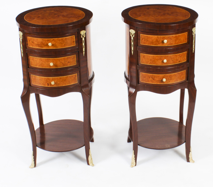 Vintage Pair French Circular Chests Bedside Cabinets Late 20th Century
