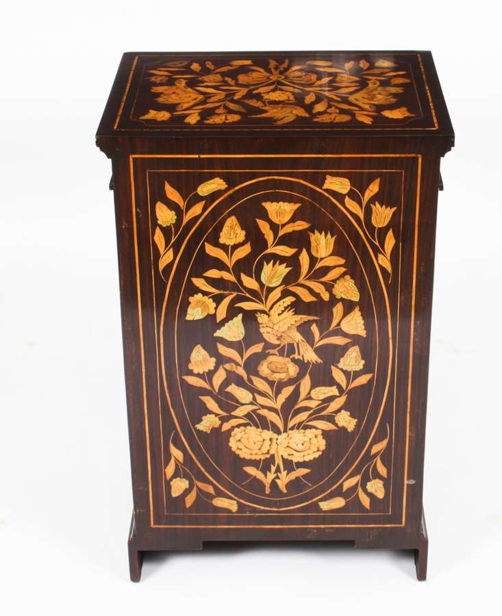Antique Antique Free Standing Dutch Mahogany Marquetry BedSide Cabinet Pedestal 19th C