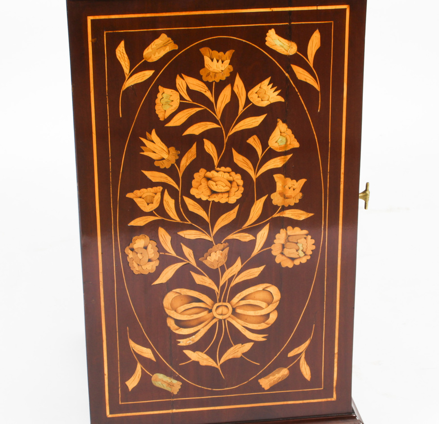Antique Antique Free Standing Dutch Mahogany Marquetry BedSide Cabinet Pedestal 19th C