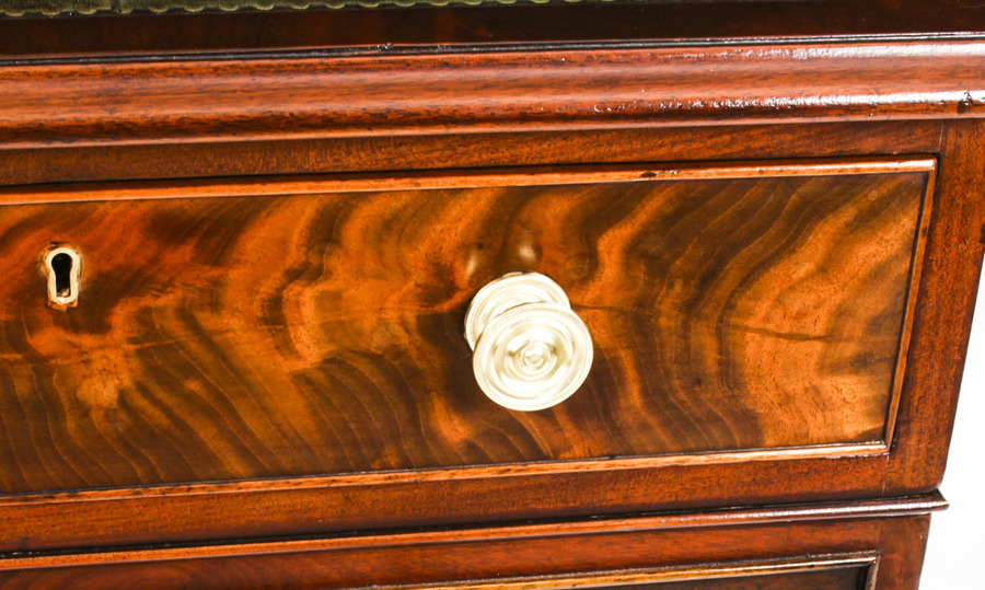 Antique Antique 4ft Victorian Flame Mahogany Partners Pedestal Desk 19th C
