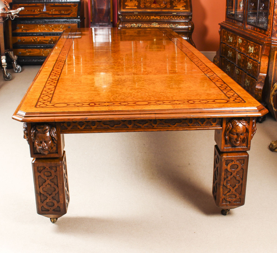 Antique Antique 12ft Elizabethan Revival Pollard Oak Extending Dining Table 19th C