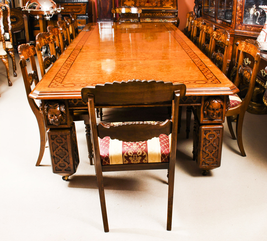 Antique Antique 12ft Elizabethan Revival Pollard Oak Extending Dining Table 19th C
