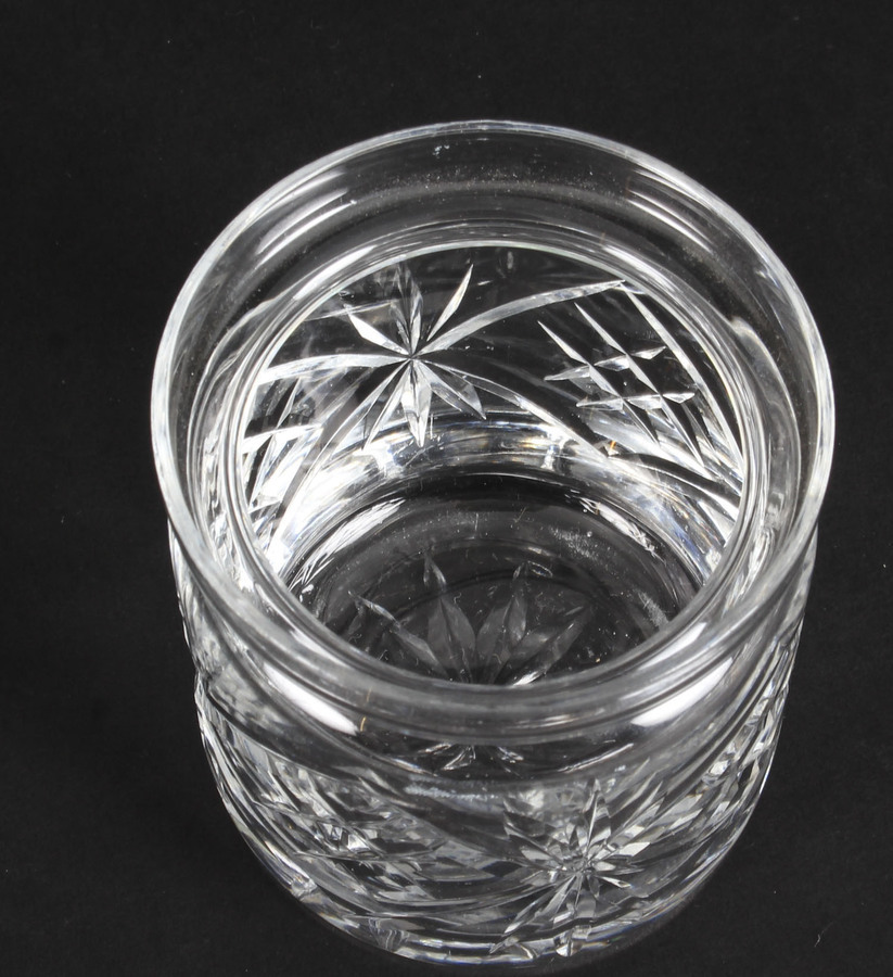 Antique Vintage Cut Glass Crystal Lidded Jar Mid 20th Cent