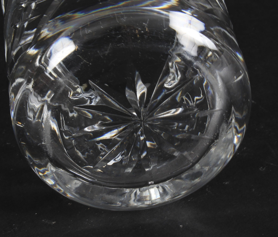 Antique Vintage Cut Glass Crystal Lidded Jar Mid 20th Cent