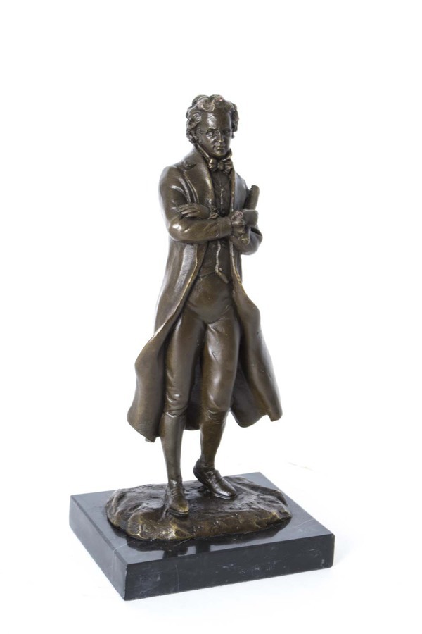 Antique Stunning Set Bronze Sculptures Chopin Mozart Beethoven