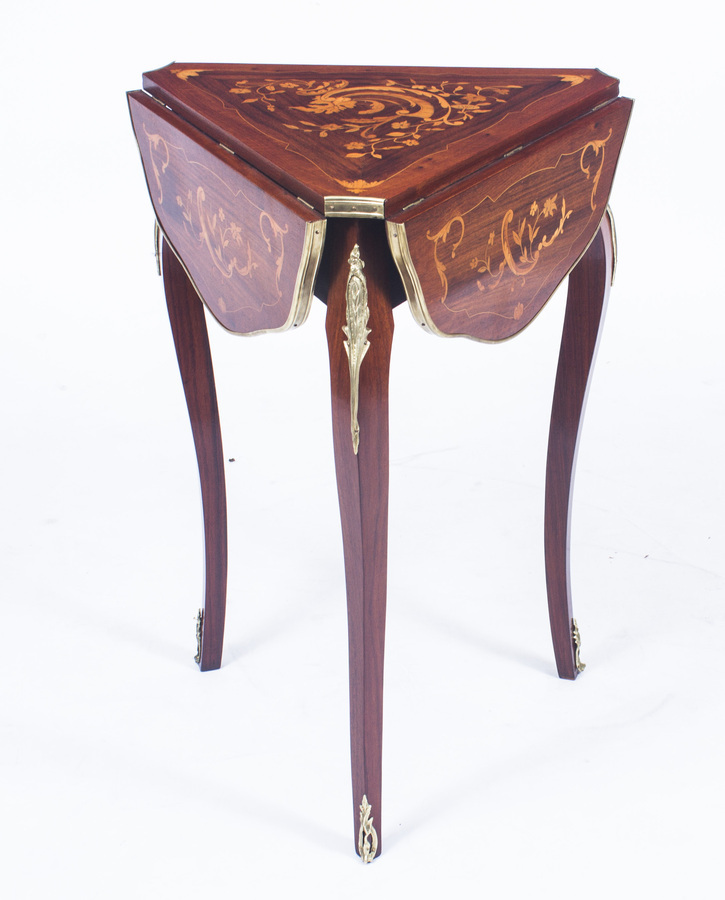 Antique Louis Revival Marquetry Triform Occasional Table C1870
