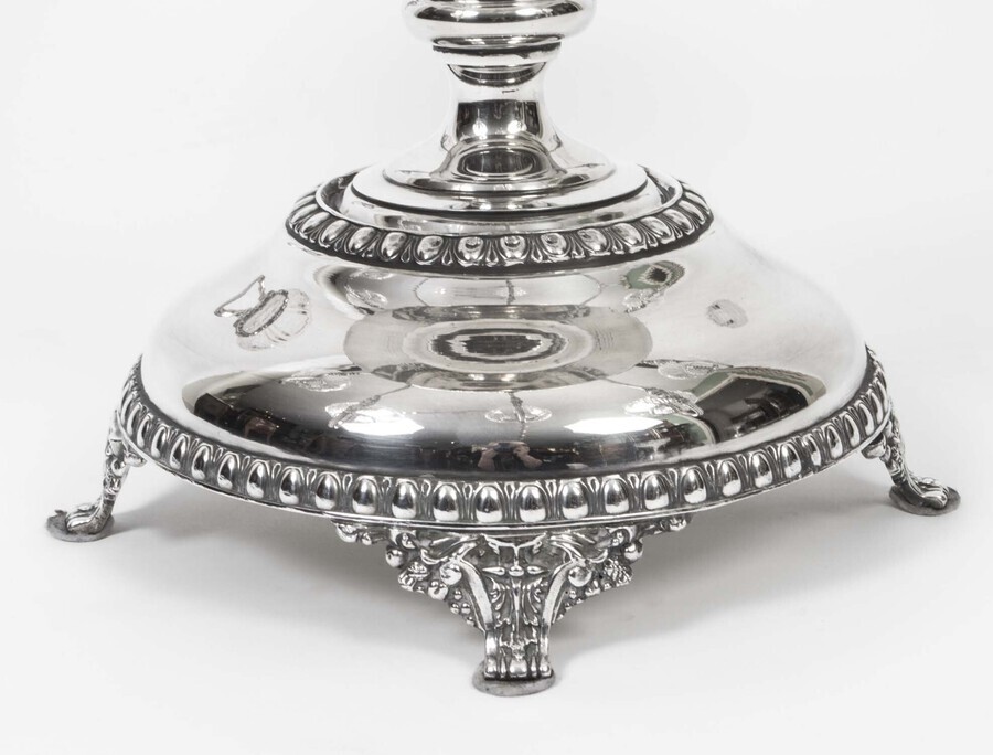 Antique Extravagant English Silver Plate Cut Glass Surtout de Table Set
