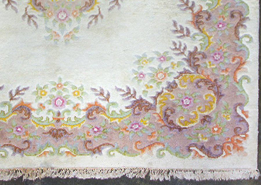 Antique Large Vintage Medallion Design Pink Wool Oriental Style Rug