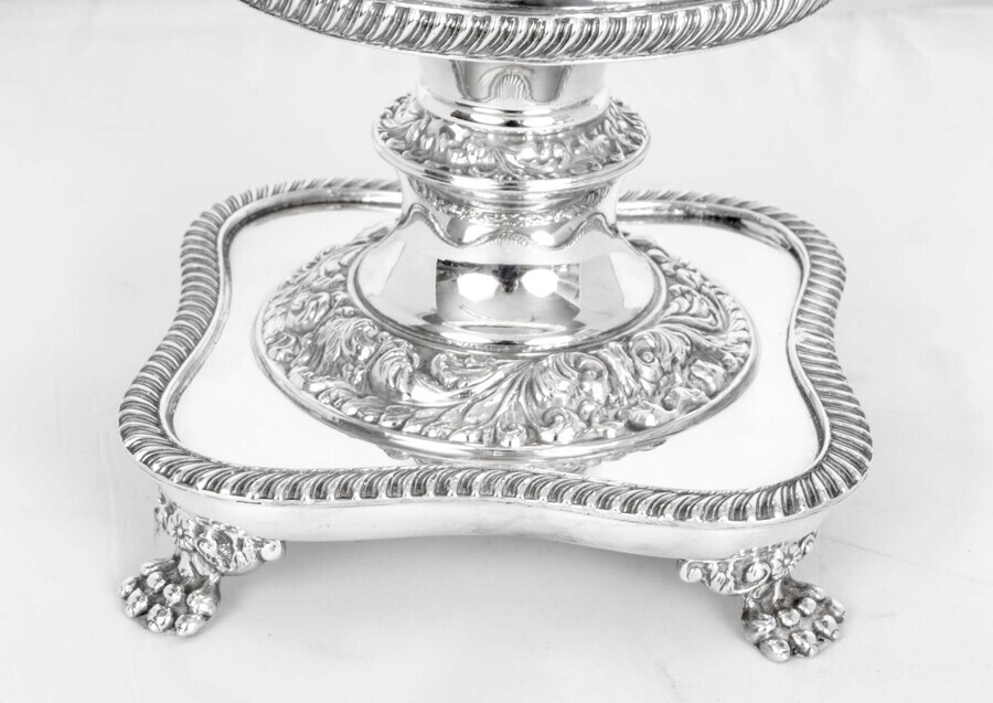 Antique English Silver Plate Cut Glass Compote Centrepiece