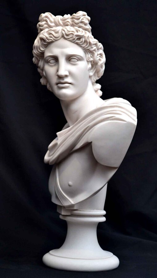 Antique Stunning Marble Bust of Greek God Apollo