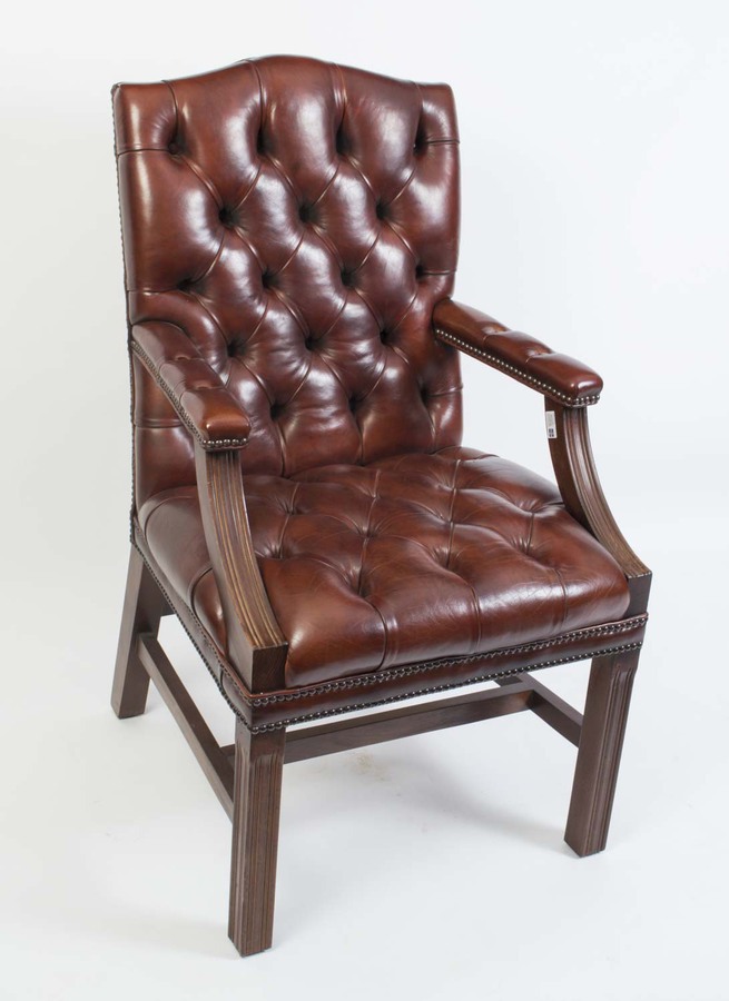 Bespoke English Handmade Gainsborough Leather Desk Chair