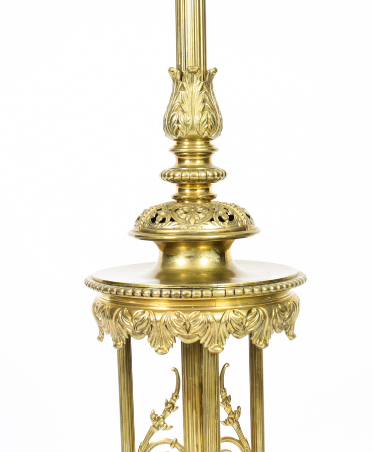 Antique Antique Victorian Brass Telescopic Standard Lamp Late 19th C
