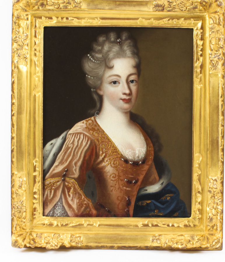 Antique Antique French School Oil on Canvas Portrait of a Lady 18th Century