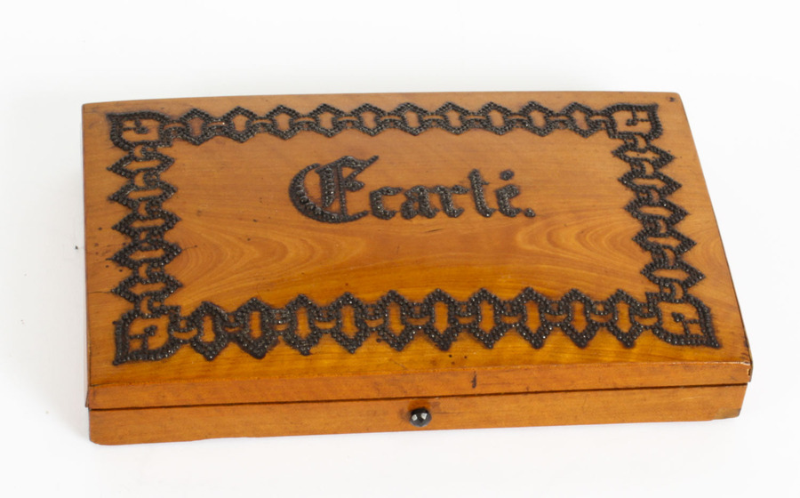 Antique Antique French Satinwood Ecarte playing card box 19th Century